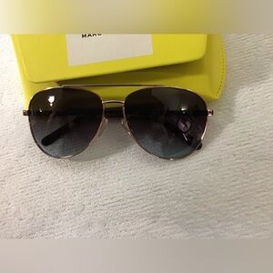 Marc by Marc Jacobs Rose Gold Aviator Sunglasses with Yellow Case